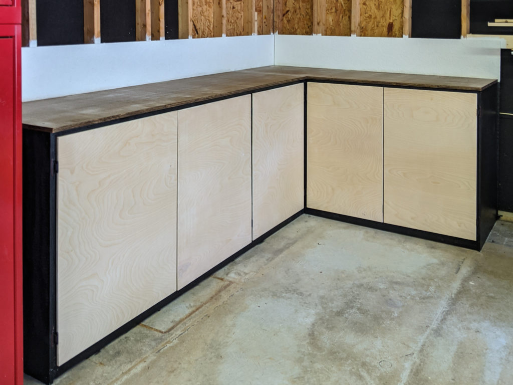 Affordable-garage-cabinet-stained-counter-top