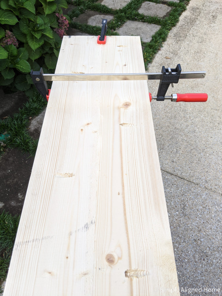 Clamp-and-screw-boards-together-for-entryway-table-top