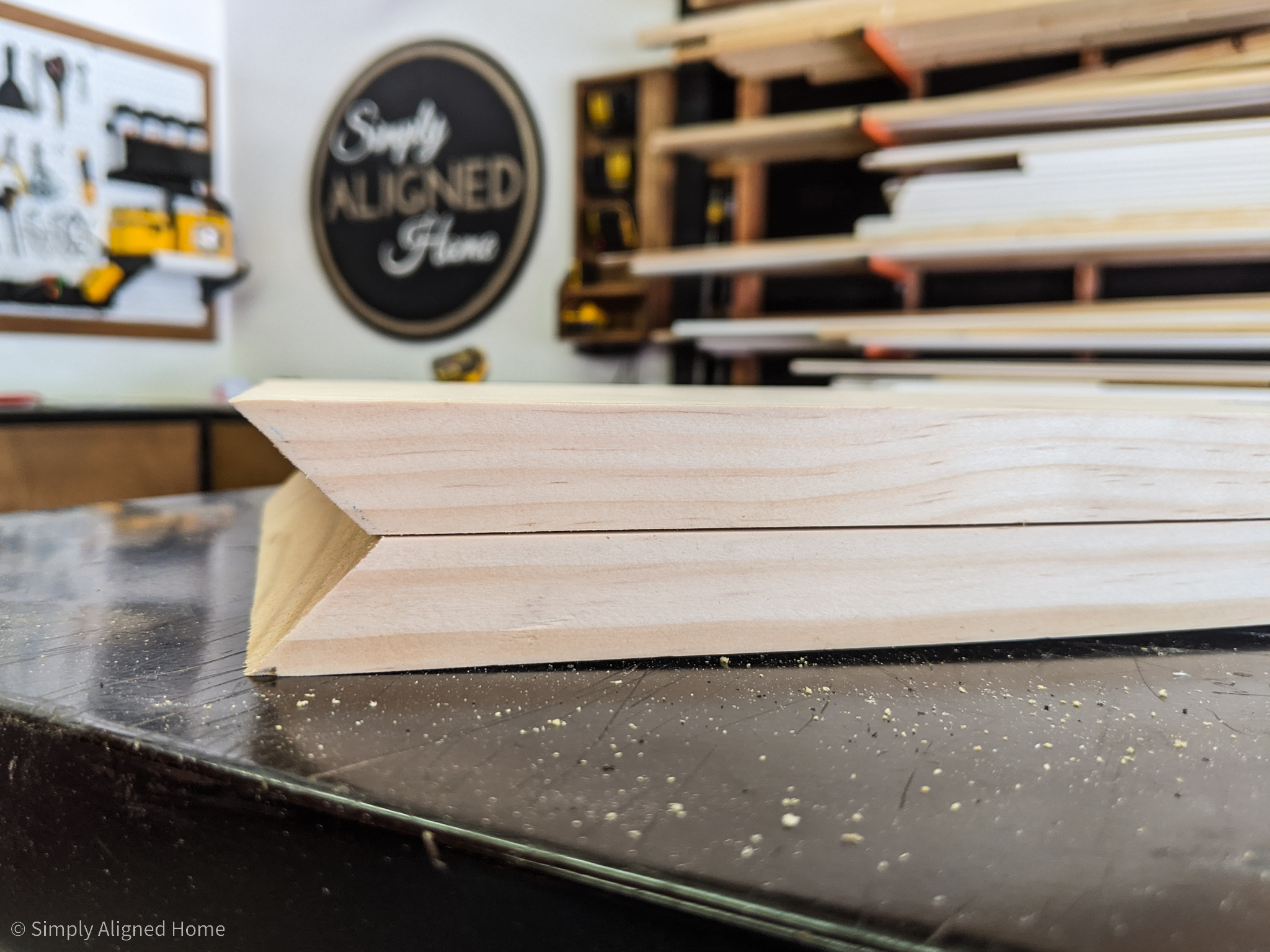 Edgesofwoodmiteredforcornerfloatingshelfbox