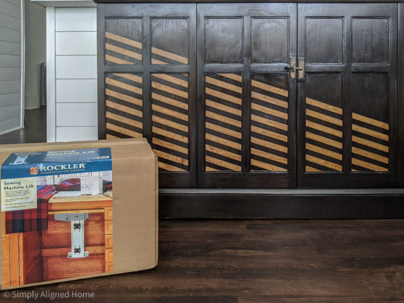 CUSTOM COFFEE BAR MADE WITH A SEWING MACHINE LIFT - Simply Aligned Home