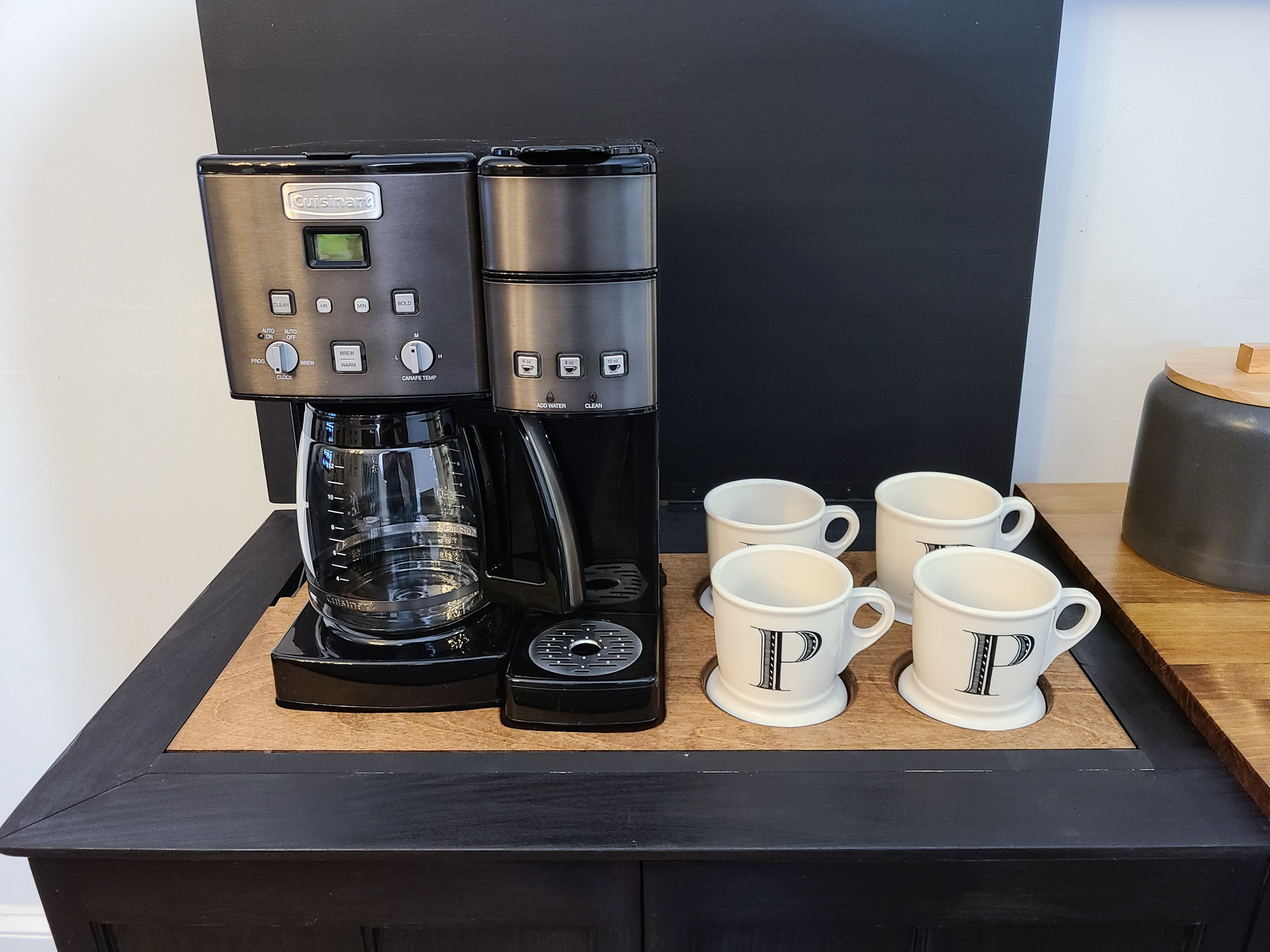 CUSTOM COFFEE BAR MADE WITH A SEWING MACHINE LIFT - Simply Aligned Home