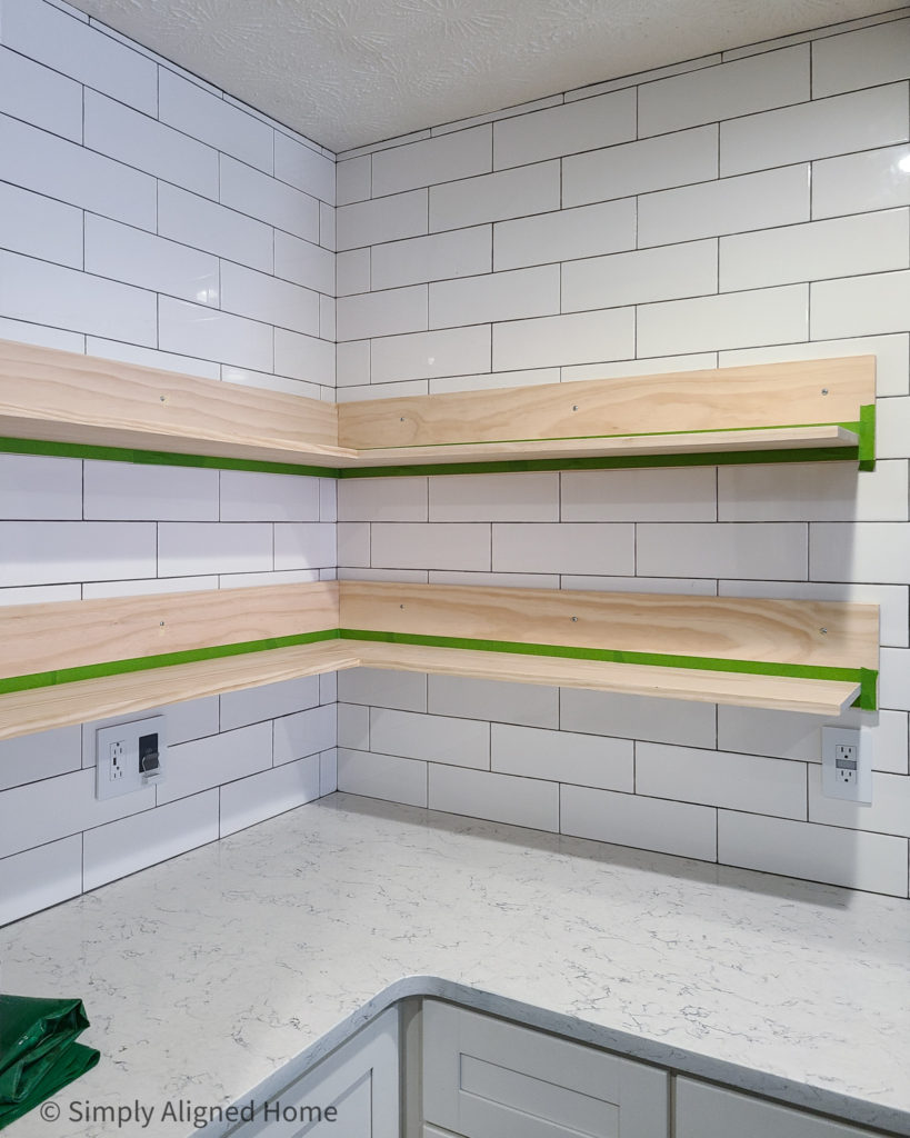 DIY Floating Corner Shelves in Kitchen - Designed Simple