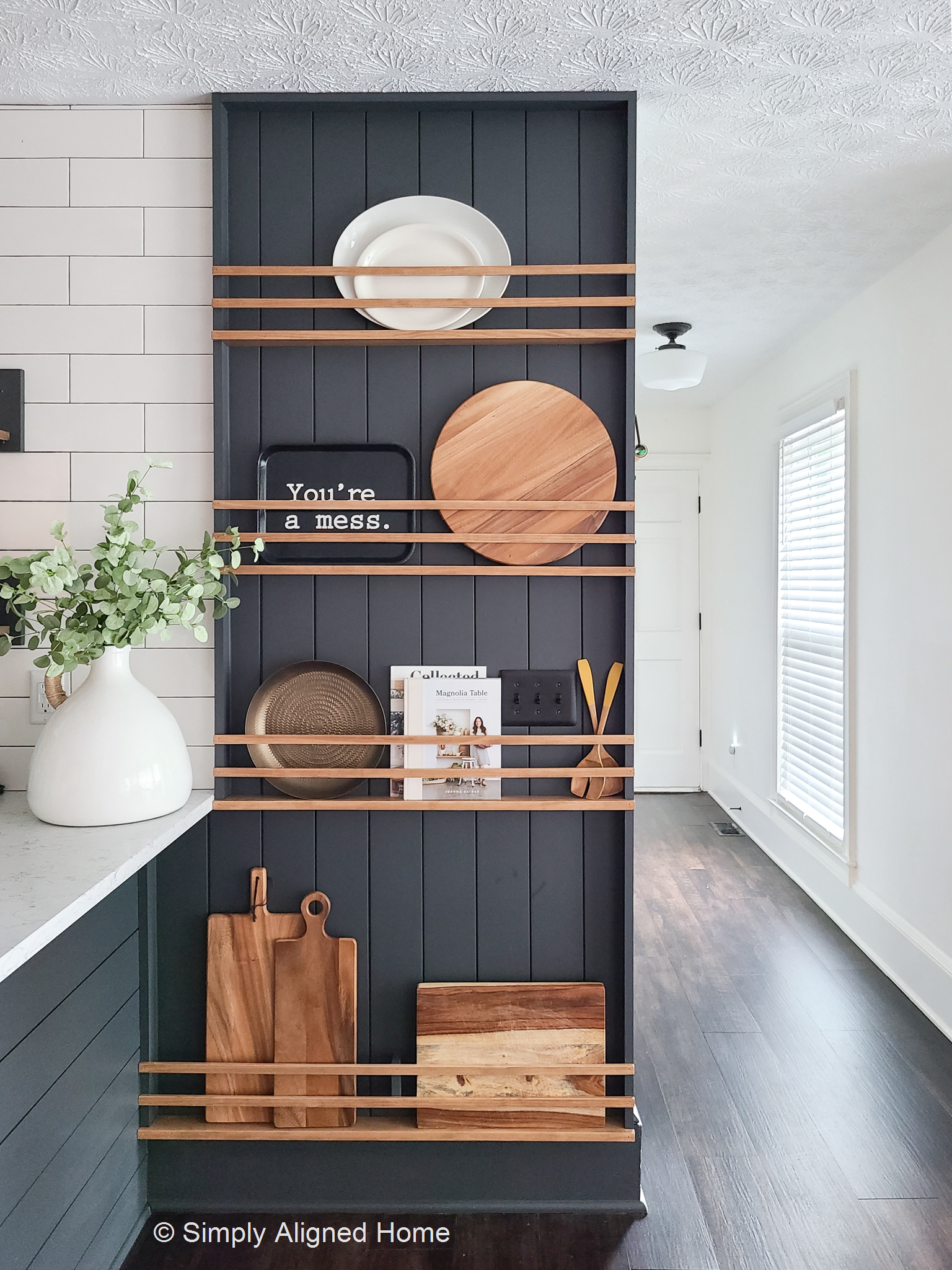 HOW TO MAKE A DIY SHIPLAP PLATE RACK - Simply Aligned Home