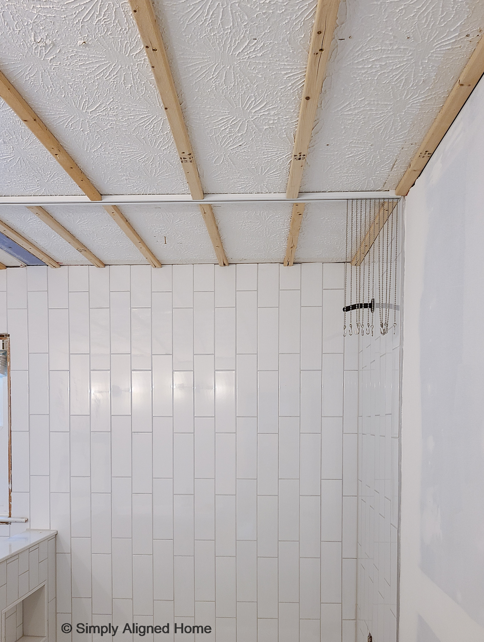 HOW TO INSTALL THE PERFECT BATHROOM CEILING SHIPLAP - Simply Aligned Home