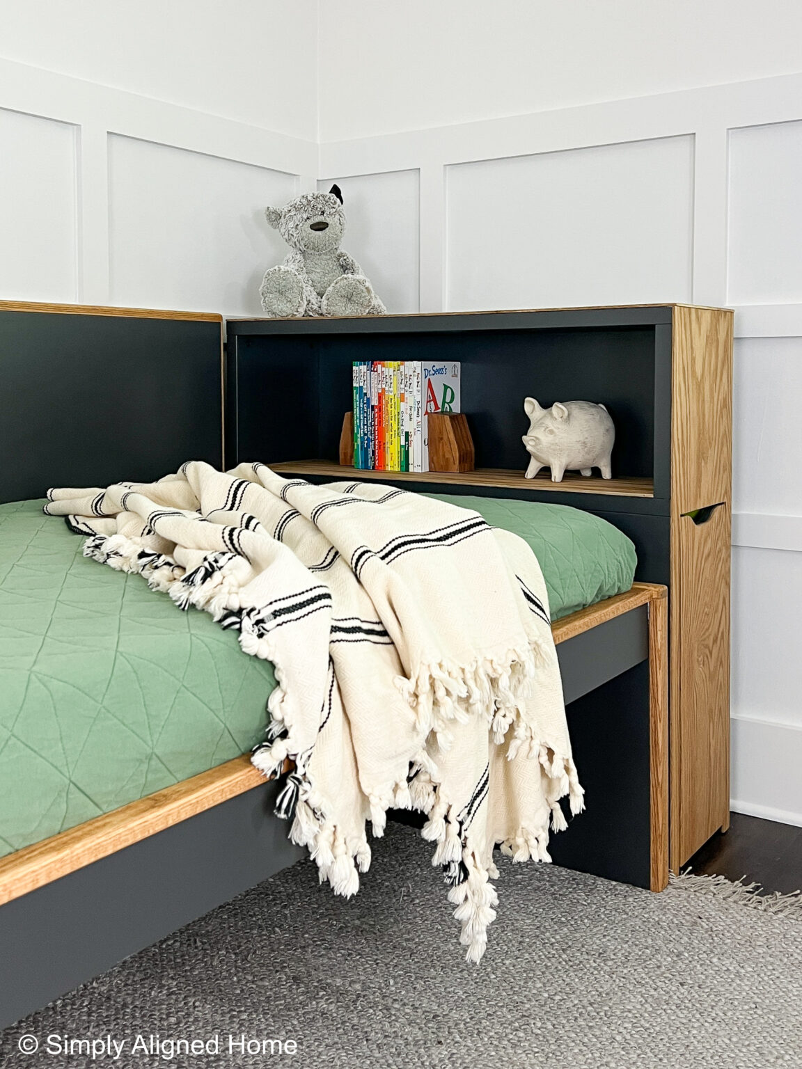 IKEA HACK: Flaxa Bed Made Modern with Paint and Wood Accents - Simply 