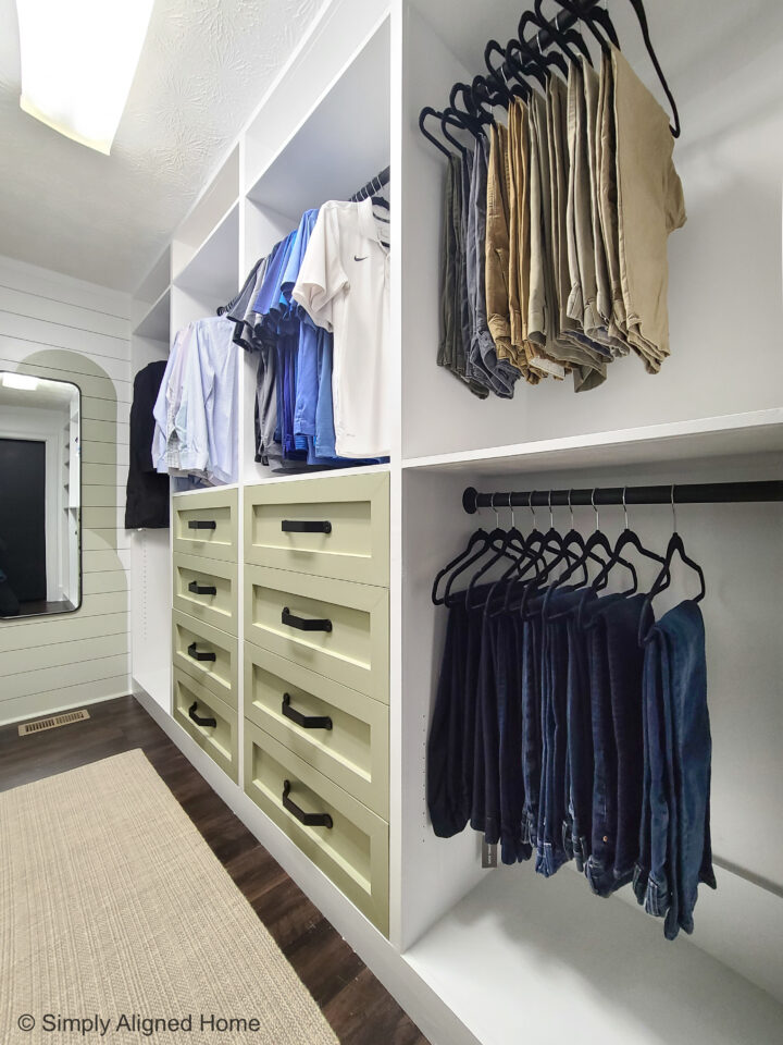 HOW TO DESIGN A CUSTOM DIY CLOSET Simply Aligned Home   Simply Aligned Home Custom Master Closet With Extra Hanging Space And Built In Drawers 720x960 