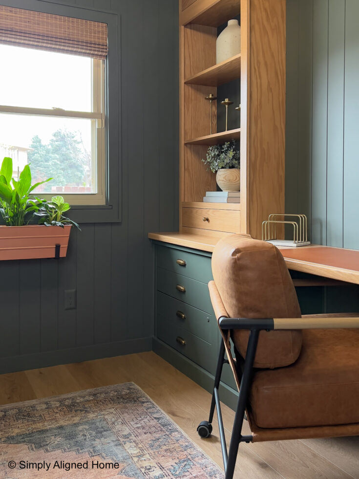 DIY Office Built In Desk with Shelving - Simply Aligned Home