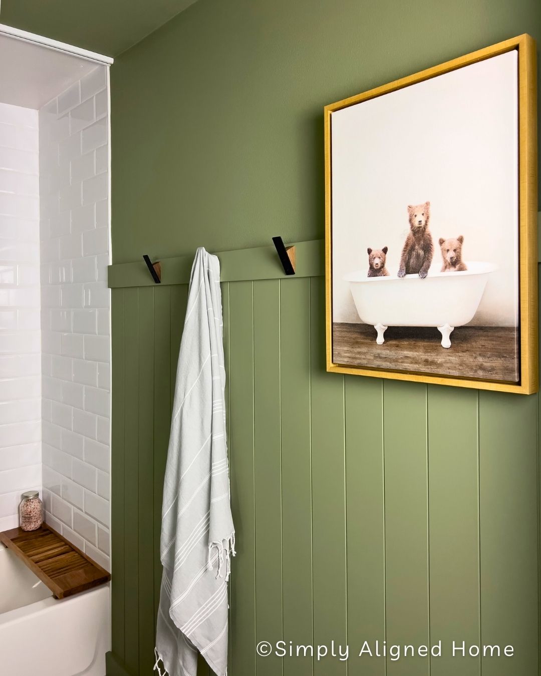 Green Bathroom Makeover: DIY Affordable Wall Treatment - Simply Aligned ...