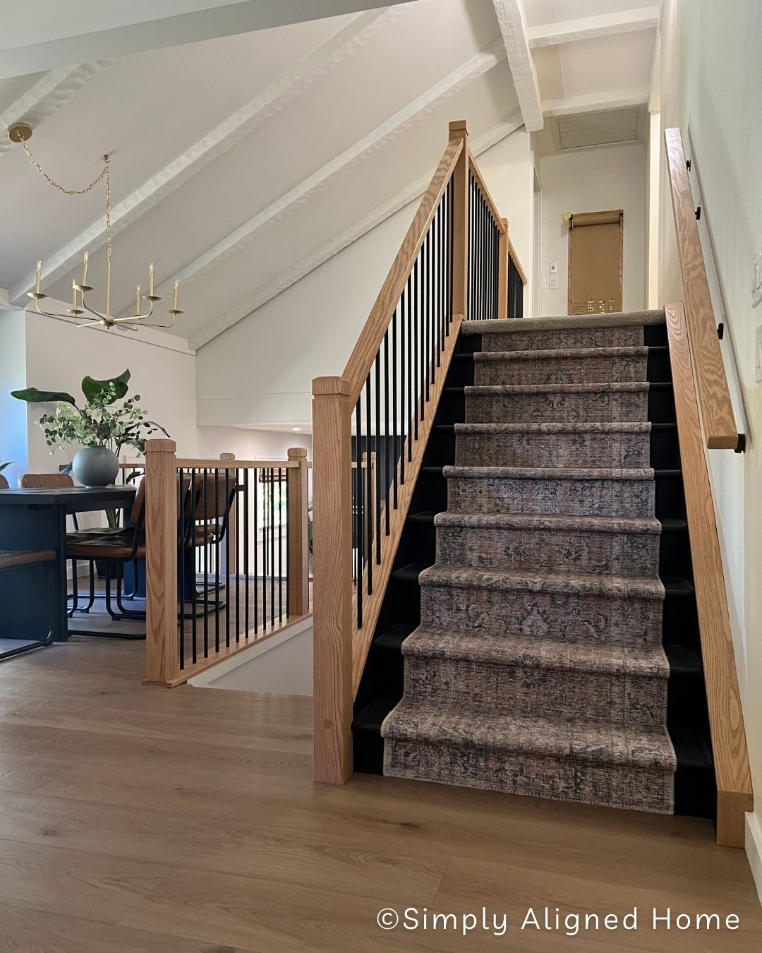 Easy DIY Staircase Makeover With Runner - Simply Aligned Home