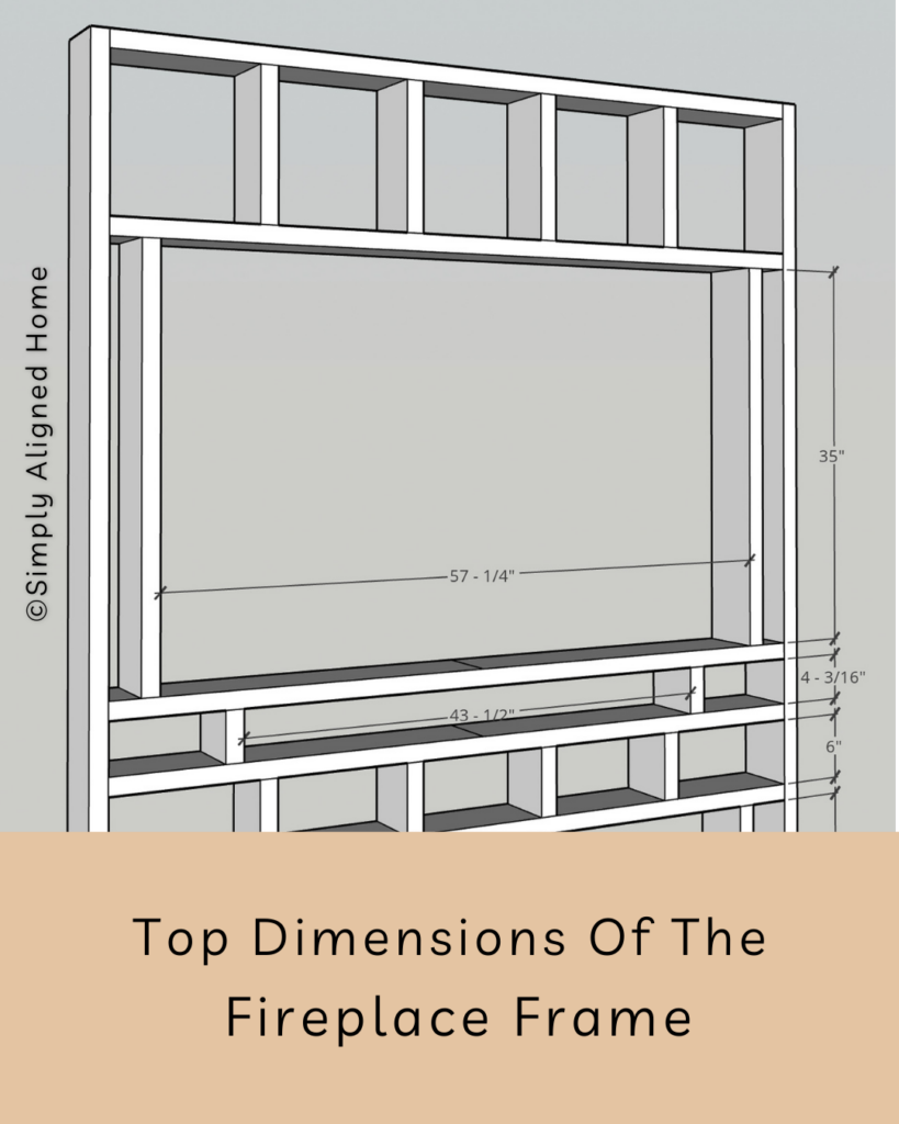 Top dimensions of the fireplace frame. 