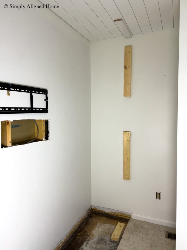 Added 2x4 supports to the wall. 