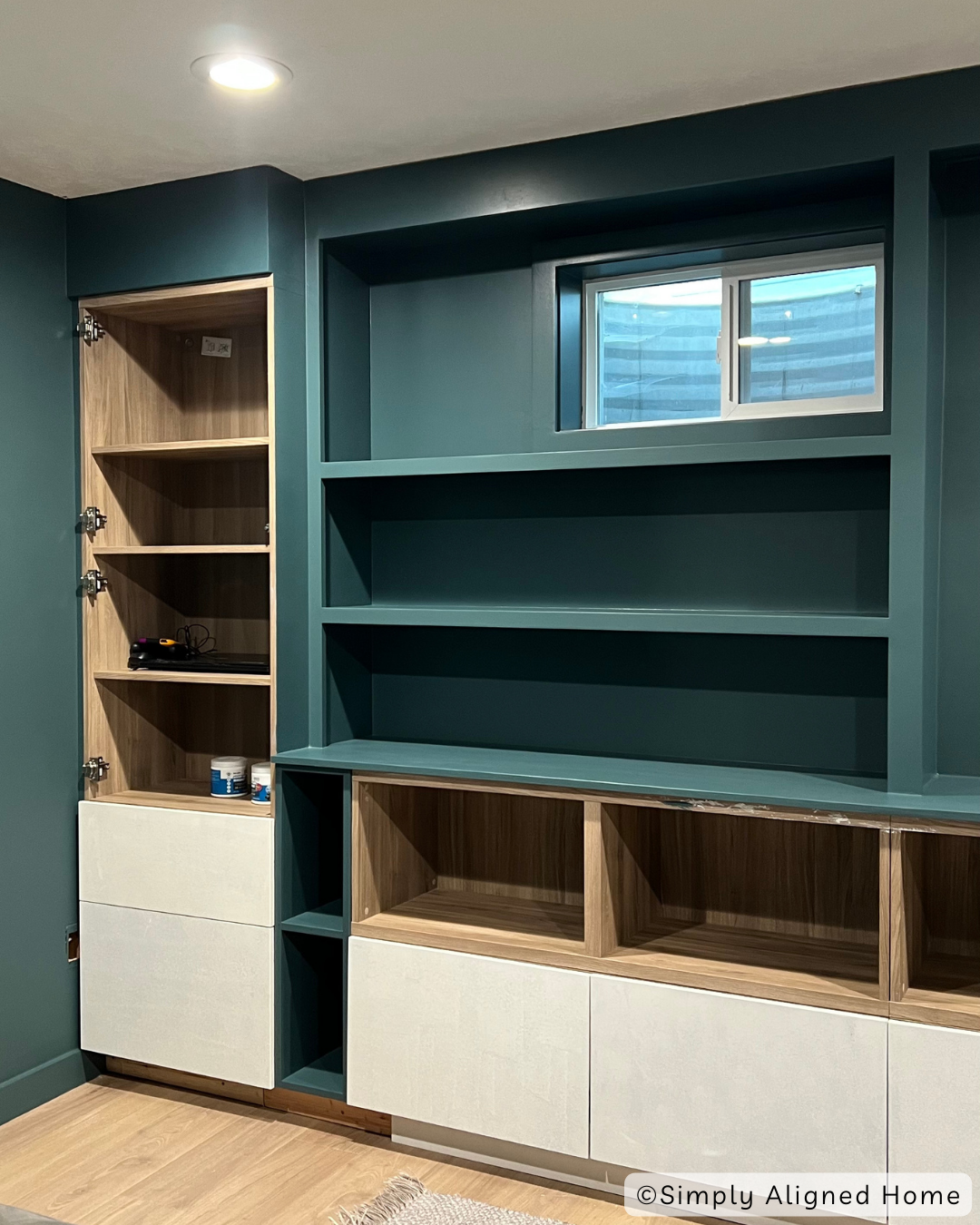 The Best IKEA Hack: Basement Built-Ins Using Besta Cabinets - Simply ...