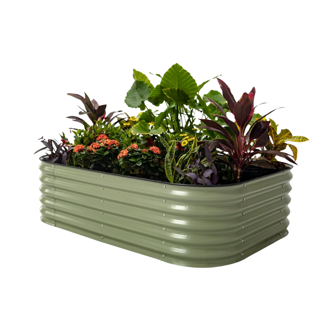 Green Galvanized Planter Bed