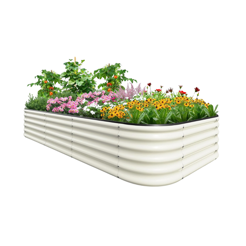 White Galvanized Planter Bed